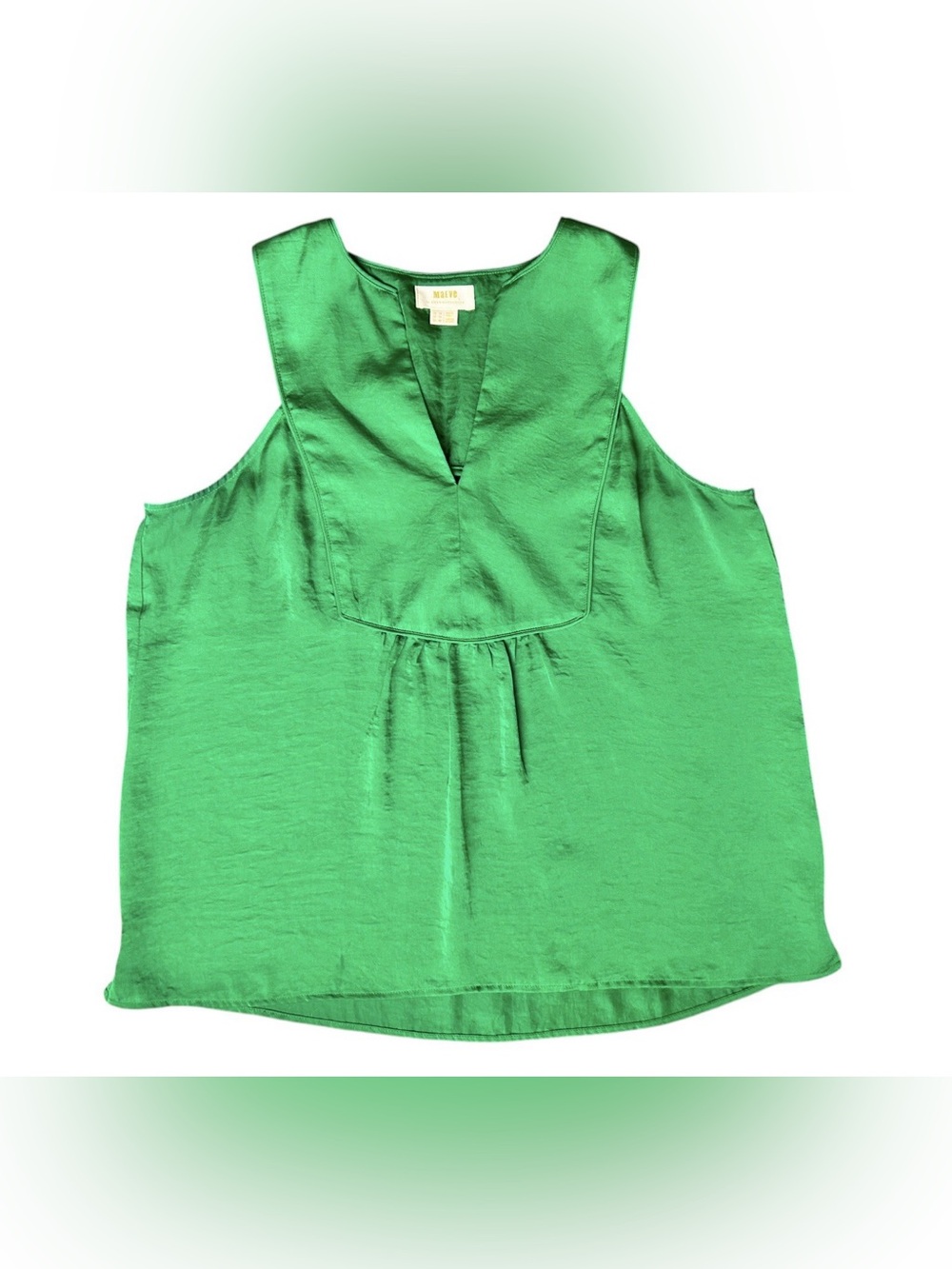 Maeve by Anthropologie Women's Green Sleeveless Blouse Silky Split Neck Sz 14